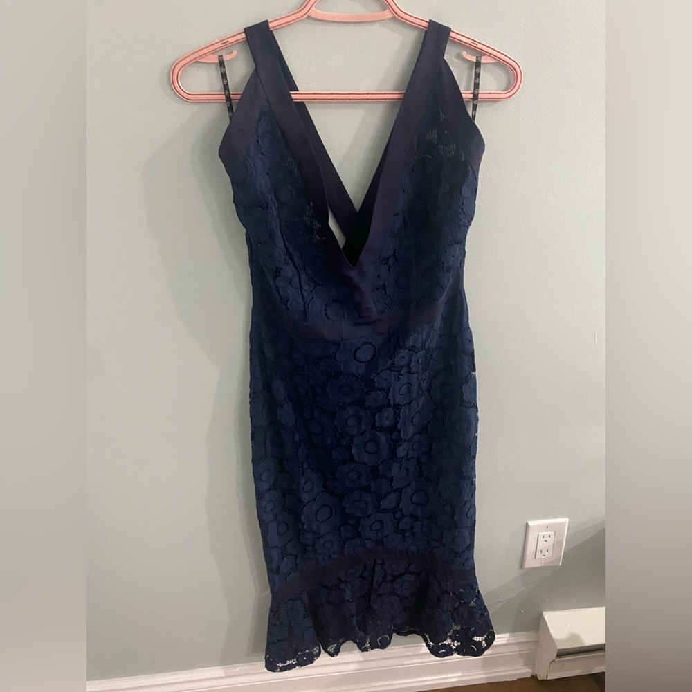 Navy Blue mermaid dress with cross back
